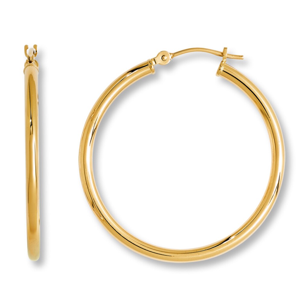 Hoop Earrings 14K Yellow Gold 30mm rQwO2dwY