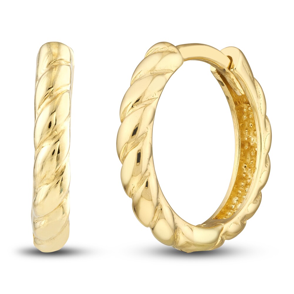 Ribbed Spiral Hoop Earrings 14K Yellow Gold rSZF90fa