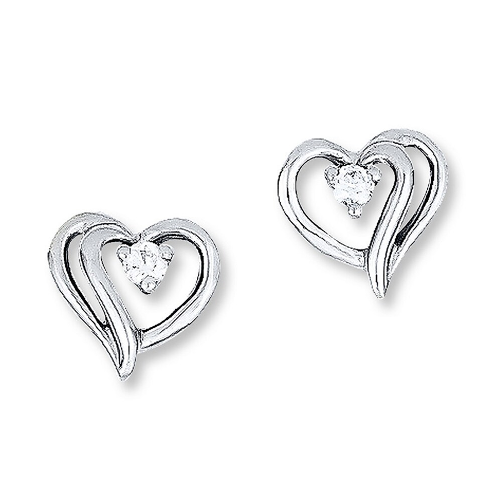 Heart Earrings 1/20 ct tw Diamonds 14K White Gold rXW6LVjV
