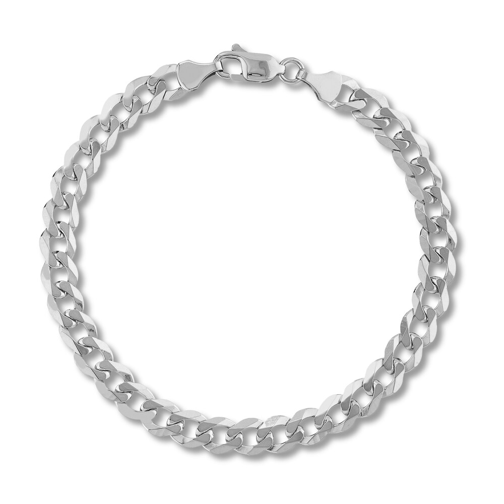 Cuban Link Chain Bracelet 14K White Gold 8.5" ra8TKJIi