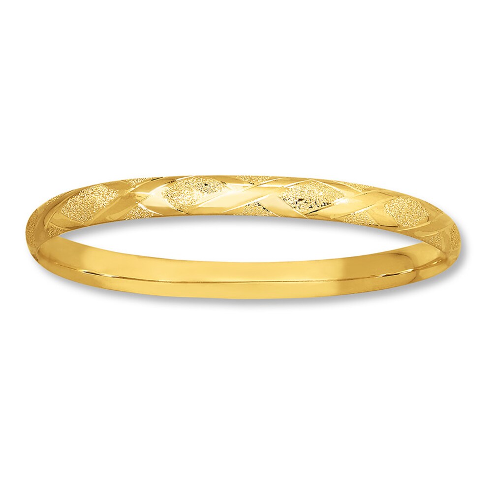 Bangle Bracelet Criss-Cross Design 14K Yellow Gold rfE7pQBe