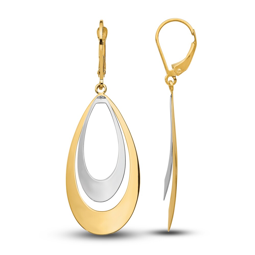 Open Teardrop Dangle Earrings 14K Two-Tone Gold rgbDhHeE