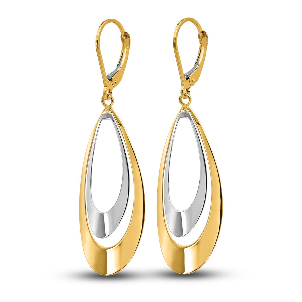 Open Teardrop Dangle Earrings 14K Two-Tone Gold rgbDhHeE