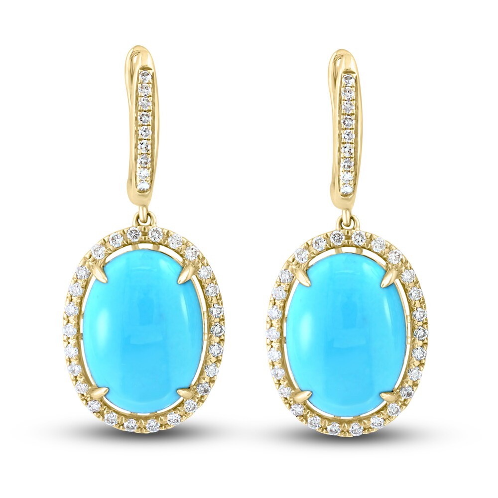 LALI Jewels Natural Turquoise Earrings 5/8 ct tw Diamonds 14K Yellow Gold rhSqFoOM