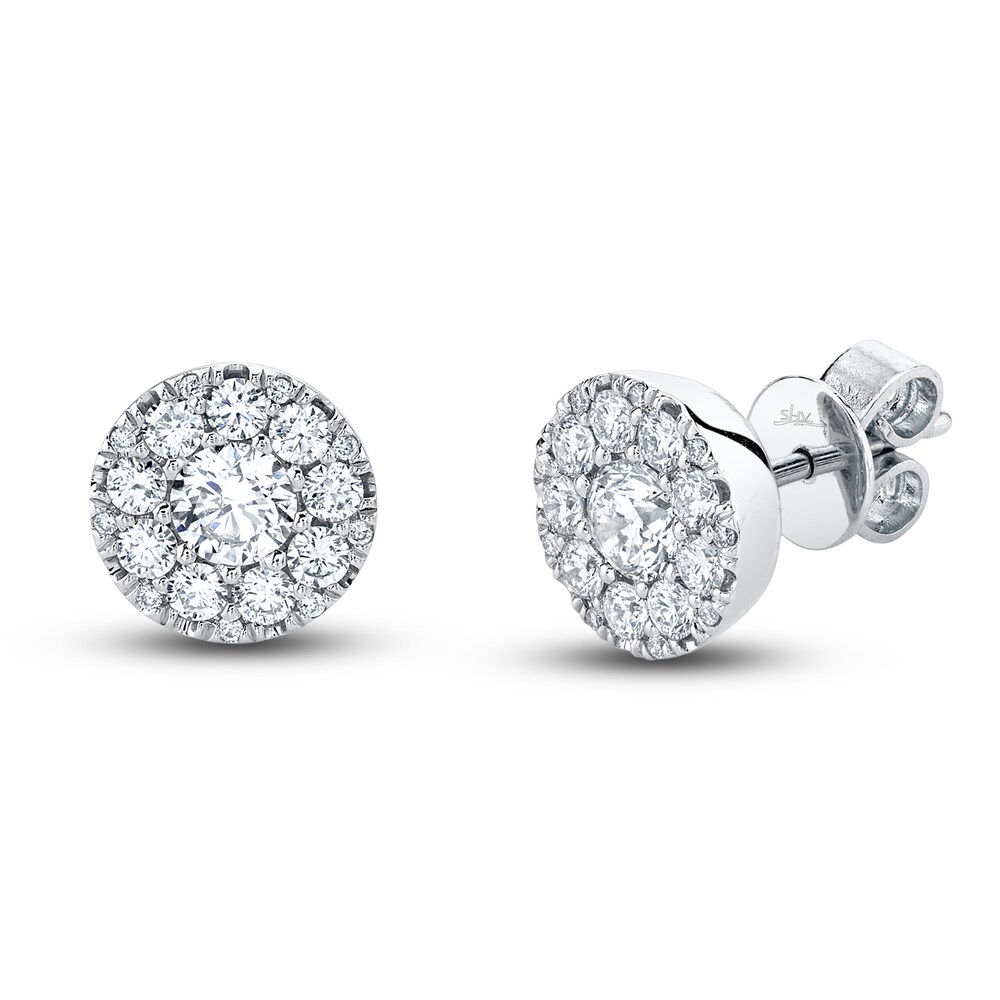 Shy Creation Diamond Cluster Earrings 1/2 ct tw Round 14K White Gold SC22008052 rhdHVUYb