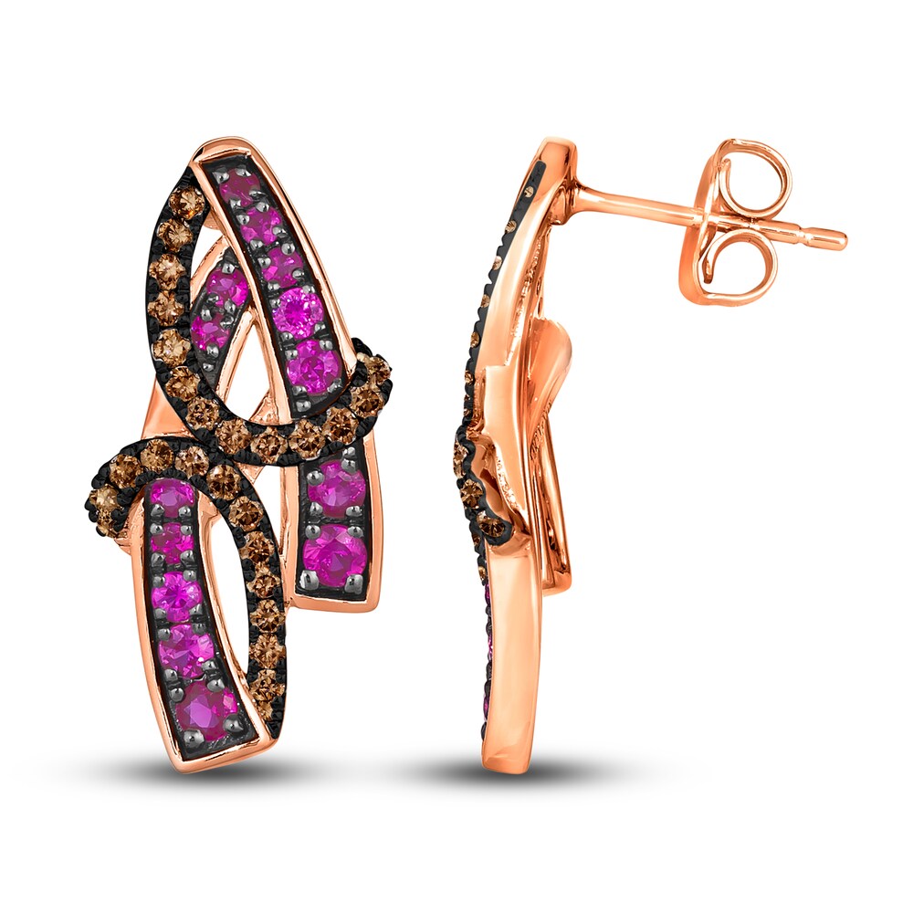 Le Vian Wrapped In Chocolate Natural Pink Sapphire Earrings 1/3 ct tw Diamonds 14K Strawberry Gold rmB9rkoh