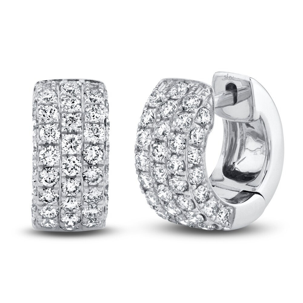 Shy Creation Diamond Pave Earrings 1 ct tw Round 14K White Gold SC55010789 rmdLBGvj