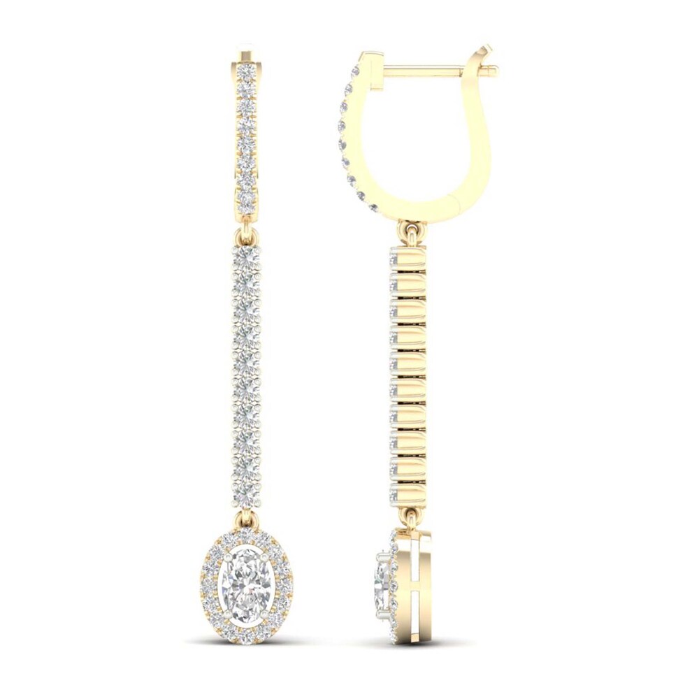 Lab-Created Diamond Dangle Earrings 1-1/2 ct tw Oval/Round 14K Yellow Gold rnbWBcQQ