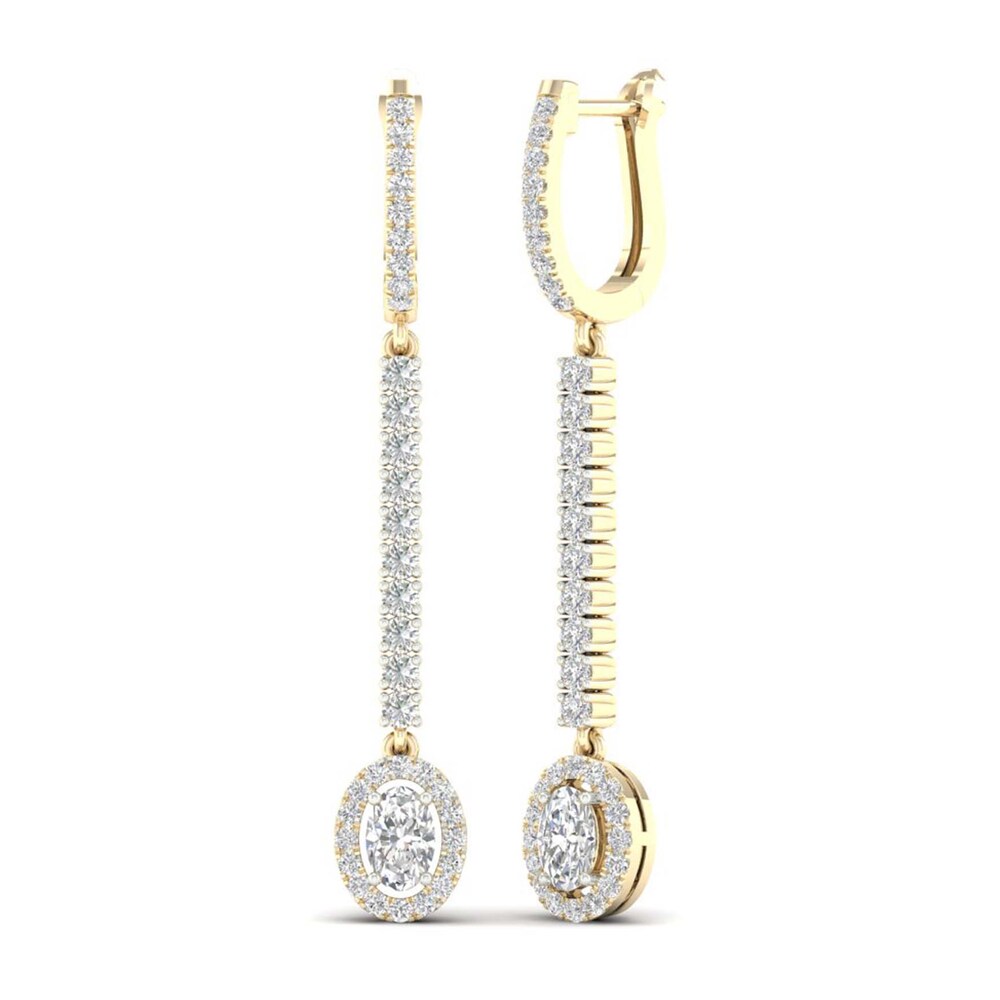 Lab-Created Diamond Dangle Earrings 1-1/2 ct tw Oval/Round 14K Yellow Gold rnbWBcQQ