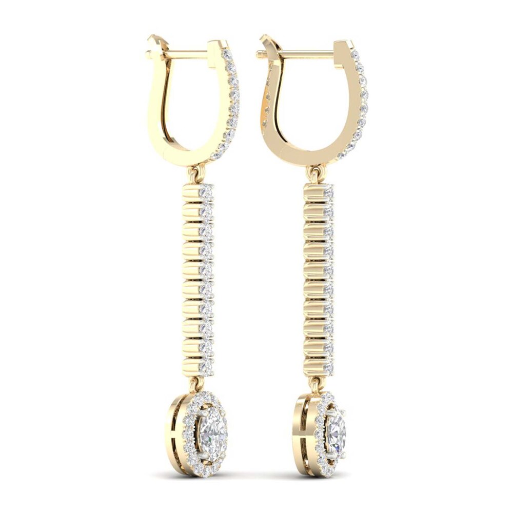 Lab-Created Diamond Dangle Earrings 1-1/2 ct tw Oval/Round 14K Yellow Gold rnbWBcQQ
