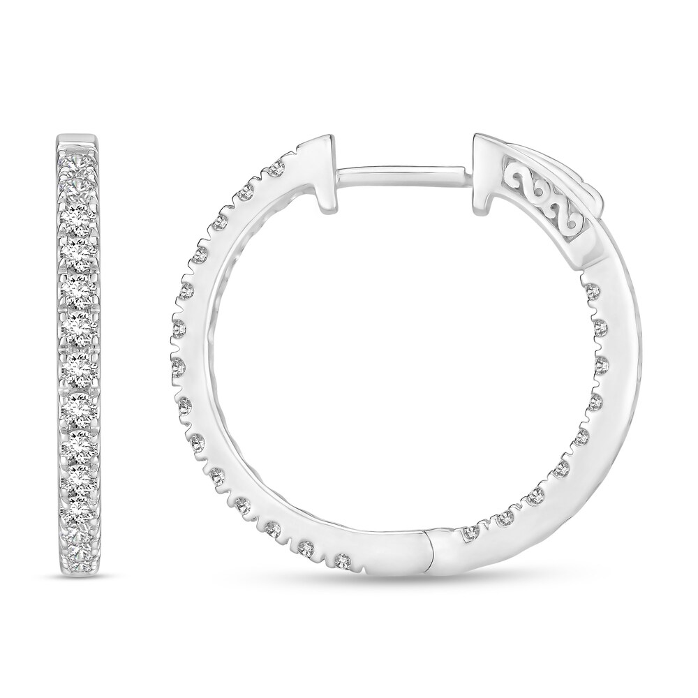 Diamond Hoop Earrings 1-1/2 ct tw Round 18K White Gold rpOT3QO6