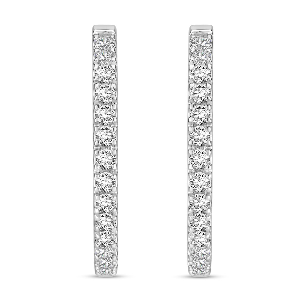 Diamond Hoop Earrings 1-1/2 ct tw Round 18K White Gold rpOT3QO6