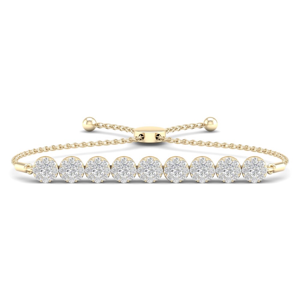 Diamond Bolo Bracelet 1 ct tw Round 14K Yellow Gold rtqZJBLD