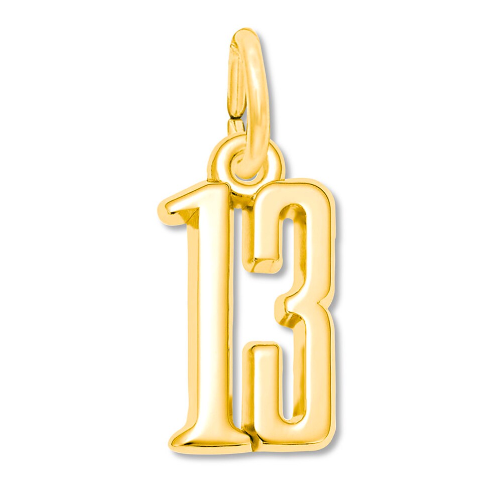 Number 13 Charm 14K Yellow Gold ruE0Tjkn