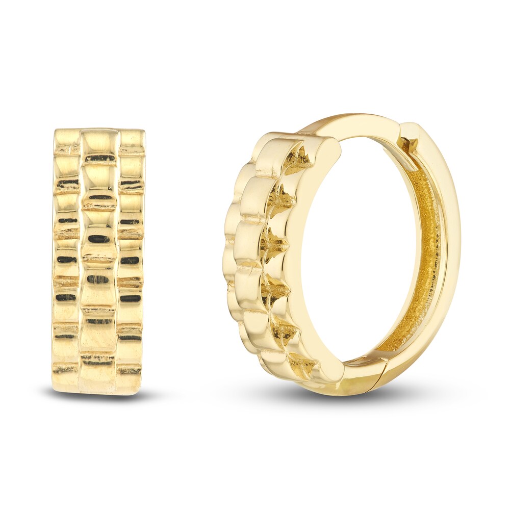 Basketweave Huggie Earrings 14K Yellow Gold rvRbXAyv