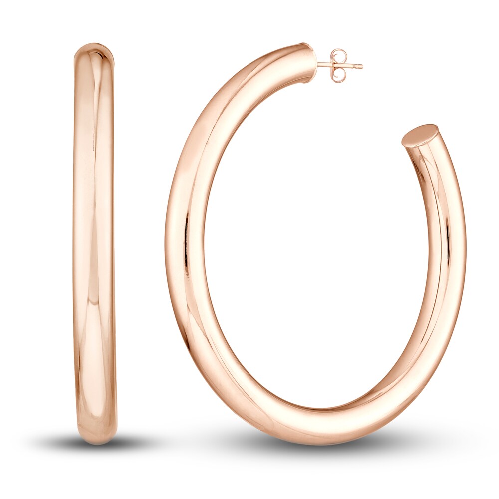 Polished Hoop Earrings 14K Rose Gold 50mm rxvP6s4L