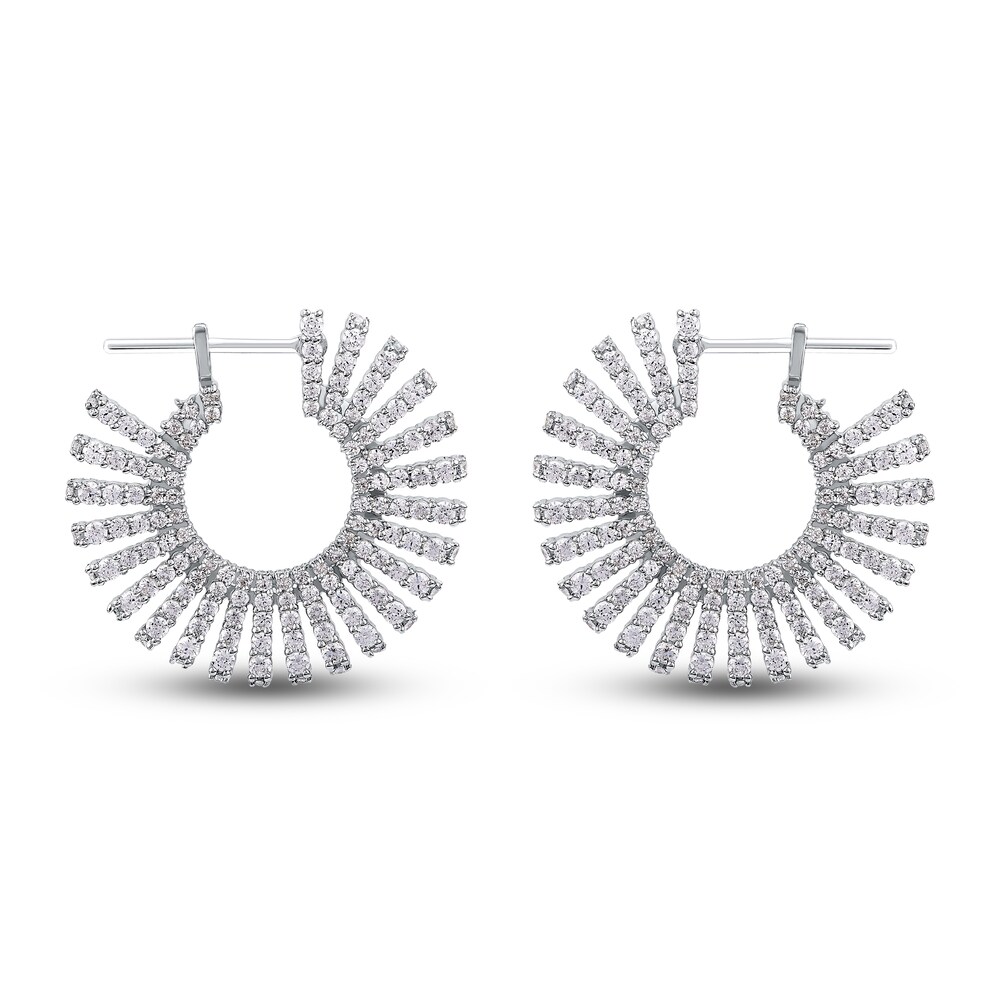 Diamond Fashion Hoop Earrings 3 ct tw Round 14K White Gold sAAKA5Tg