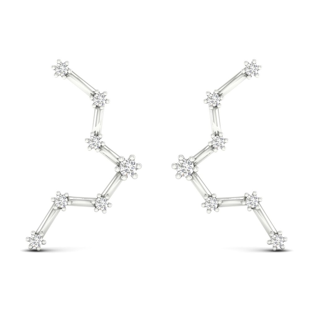 Diamond Pisces Constellation Earrings 1/8 ct tw Round 14K White Gold sBaGmYoD