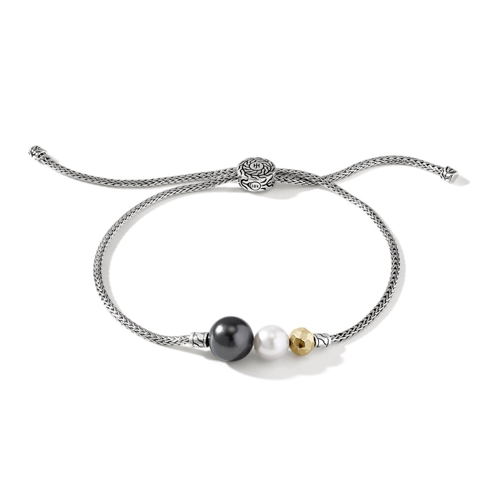 John Hardy Cultured Tahitian & Cultured Freshwater Pearl Bolo Bracelet 18K Yellow Gold/Sterling Silver sIqkpW2C