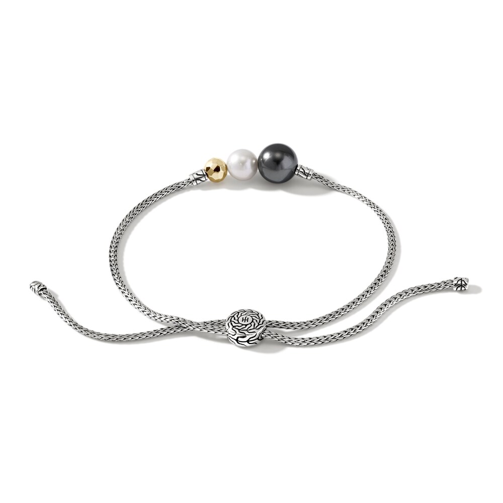 John Hardy Cultured Tahitian & Cultured Freshwater Pearl Bolo Bracelet 18K Yellow Gold/Sterling Silver sIqkpW2C