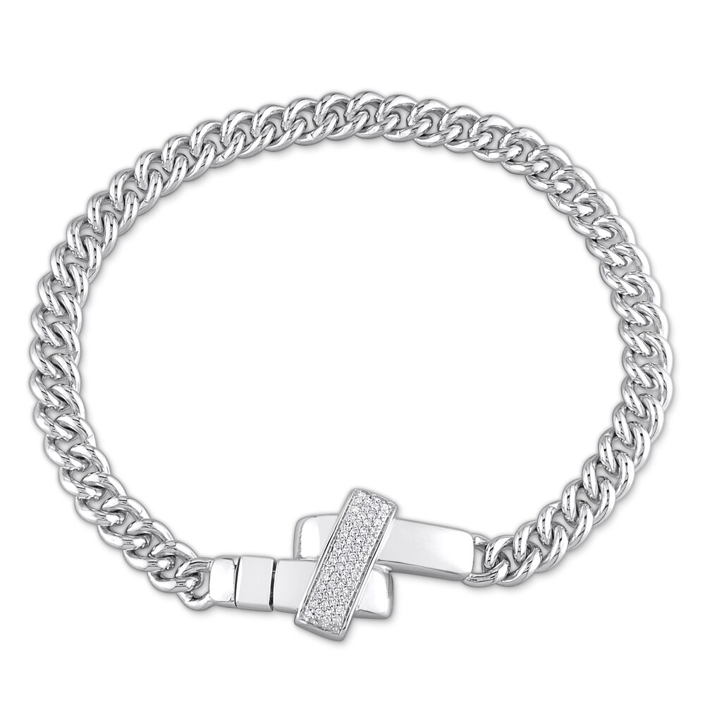 Men's Diamond Bracelet 1/3 ct tw Round Sterling Silver sOCsHjeG