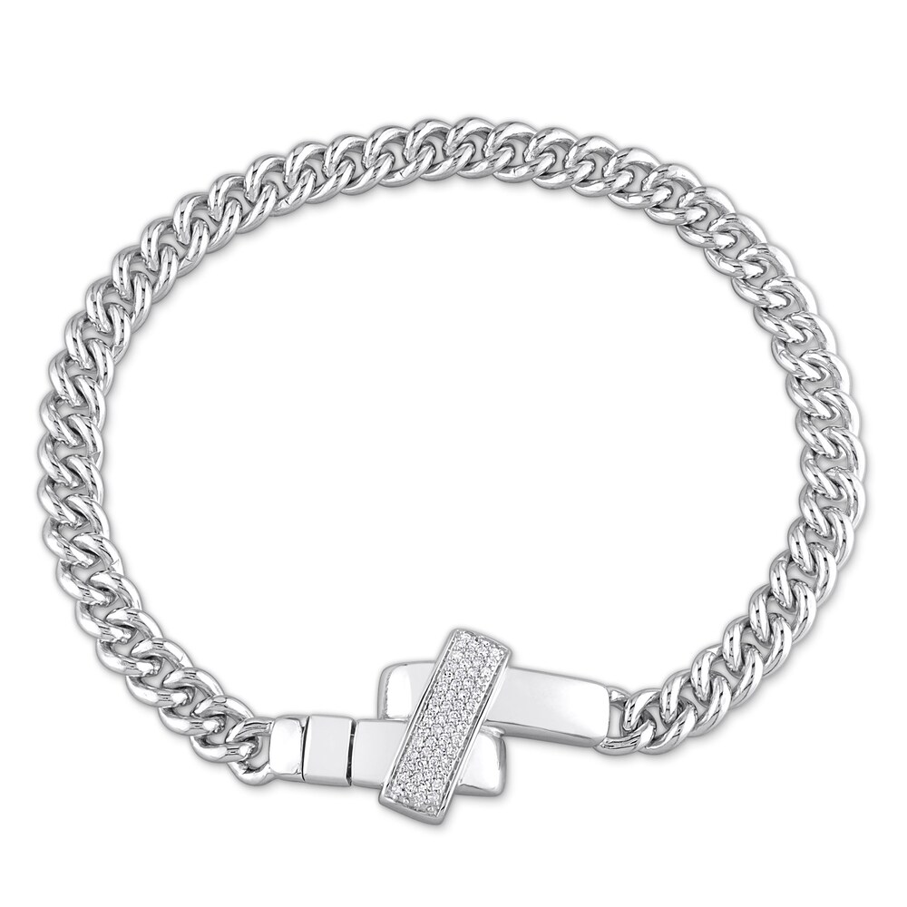 Men\'s Diamond Bracelet 1/3 ct tw Round Sterling Silver sOCsHjeG