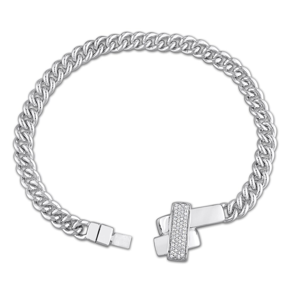 Men\'s Diamond Bracelet 1/3 ct tw Round Sterling Silver sOCsHjeG
