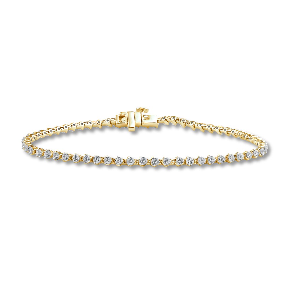 Diamond Tennis Bracelet 3 ct tw Round 14K Yellow Gold 7.25" sOJxoepW