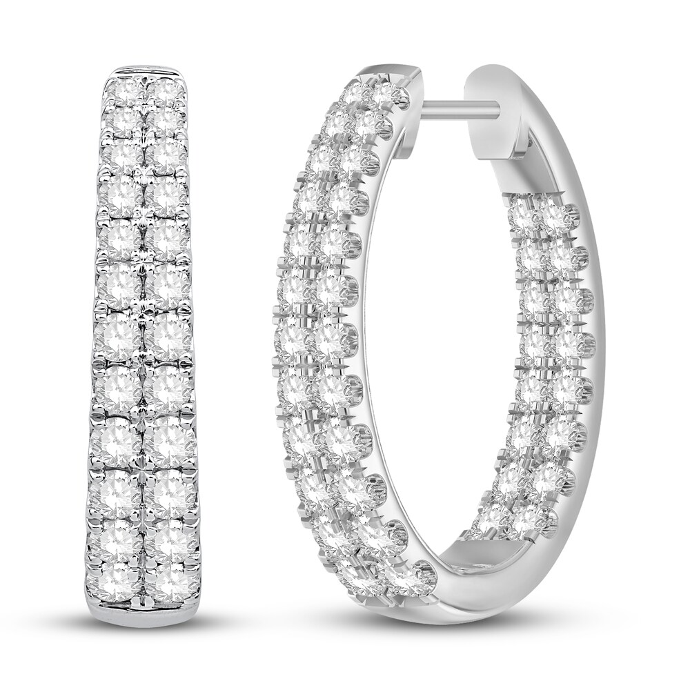 Diamond Hoop Earrings 1-3/4 ct tw Round 14K White Gold sU6TqZ47