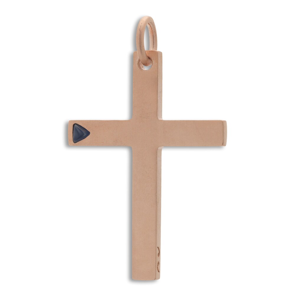 Marco Dal Maso Men's Natural Blue Sapphire Cross Charm Sterling Silver/18K Rose Gold-Plated sWGBkfOn