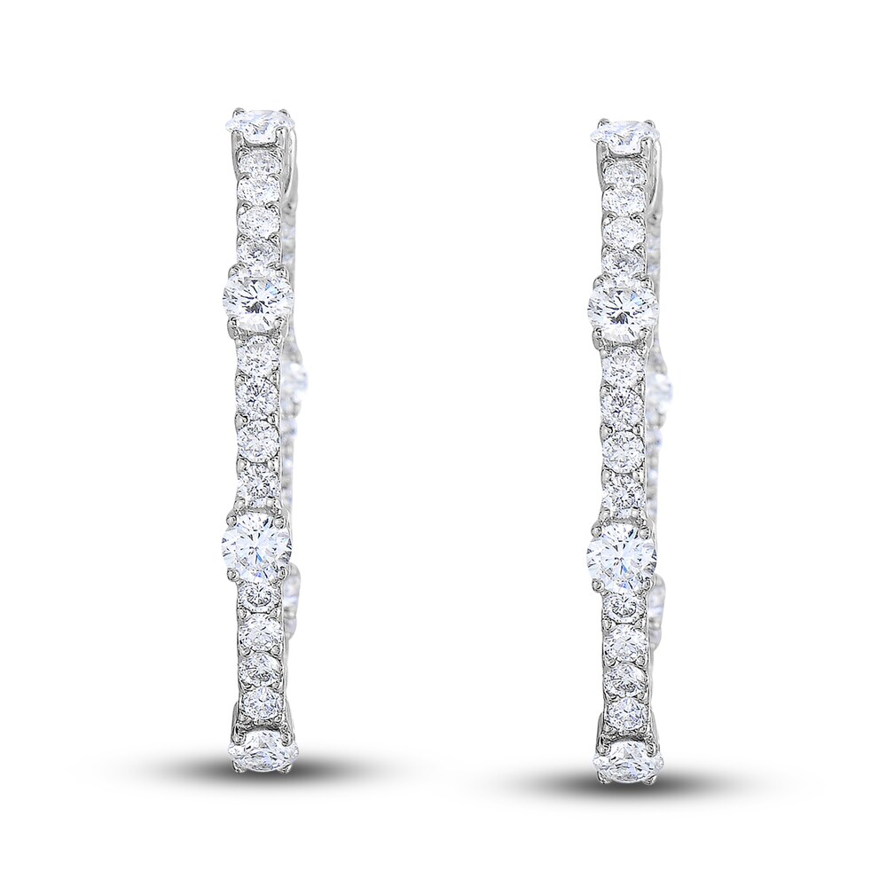 Diamond Hoop Earrings 2 ct tw Round 14K White Gold sWbDHxSI