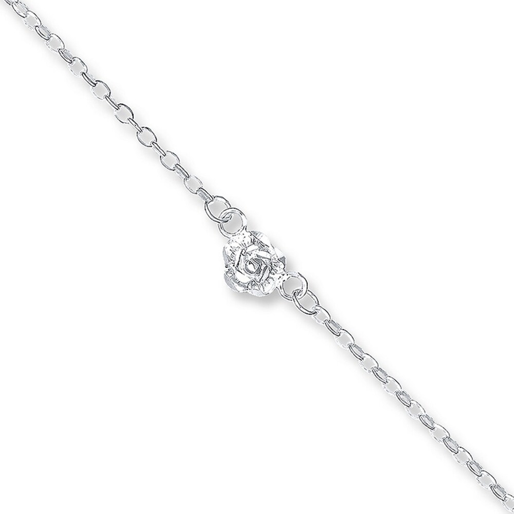 Rose Anklet Sterling Silver 9 Length sYGPomFp