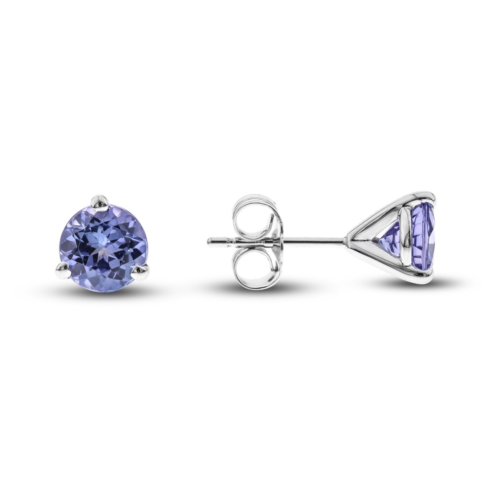 Natural Tanzanite Stud Earrings 14K White Gold saGBsr4Q