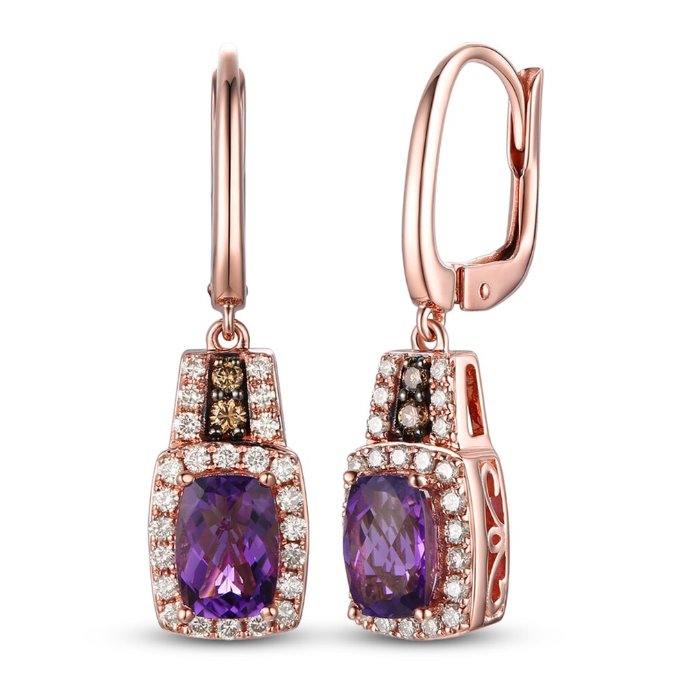 Le Vian Natural Amethyst Earrings 3/8 ct tw Diamonds 14K Strawberry Gold saO2lLea