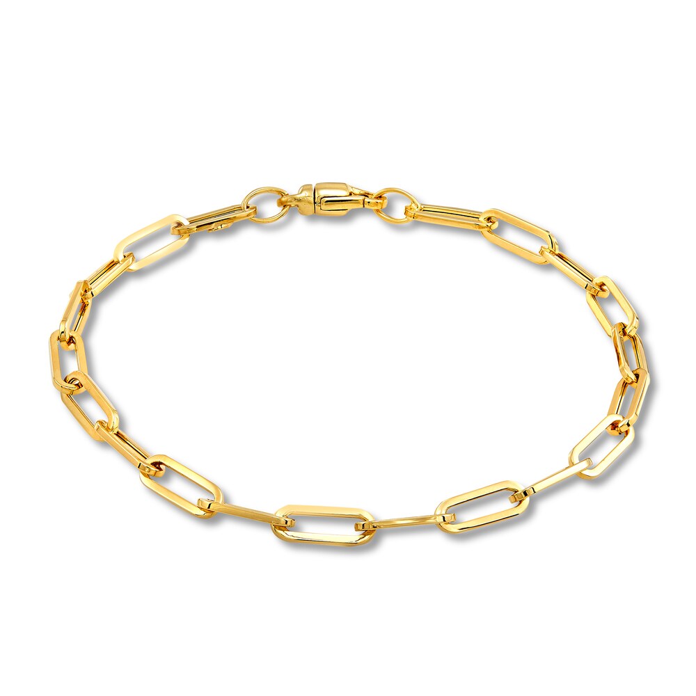 Italia D'Oro Paper Clip Chain Bracelet 14K Yellow Gold 7.5" sd8hYquC