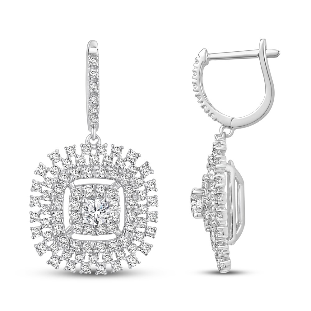 Hearts Desire Diamond Earrings 1 5/8 ct tw Round 18K White Gold skUHalVm
