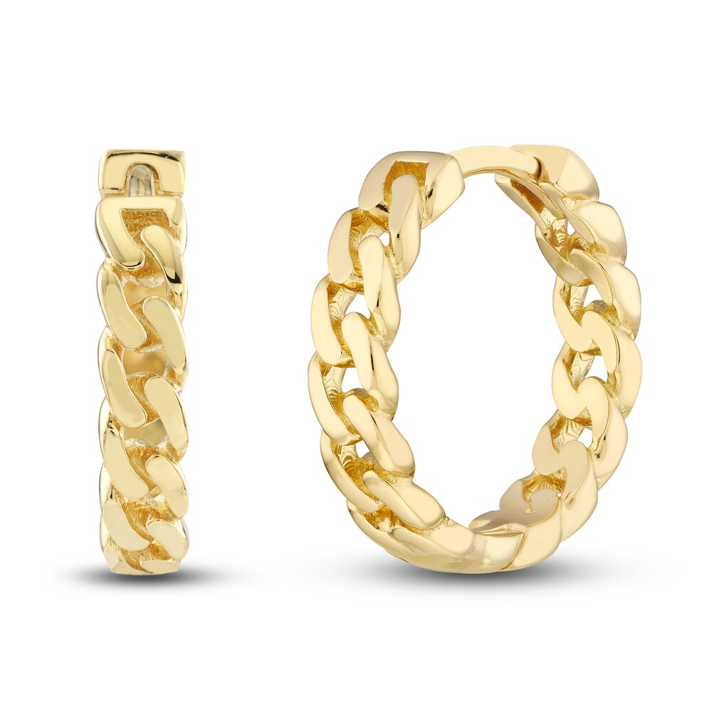 Curb Chain Hoop Earrings 14K Yellow Gold sksXiIYG