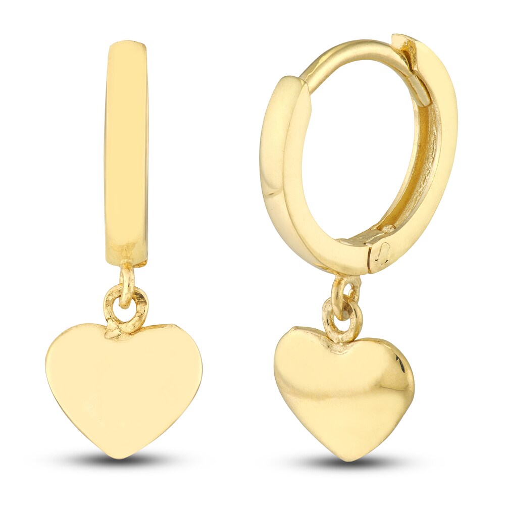 Heart Dangle Hoop Earrings 14K Yellow Gold sxPzPnHR