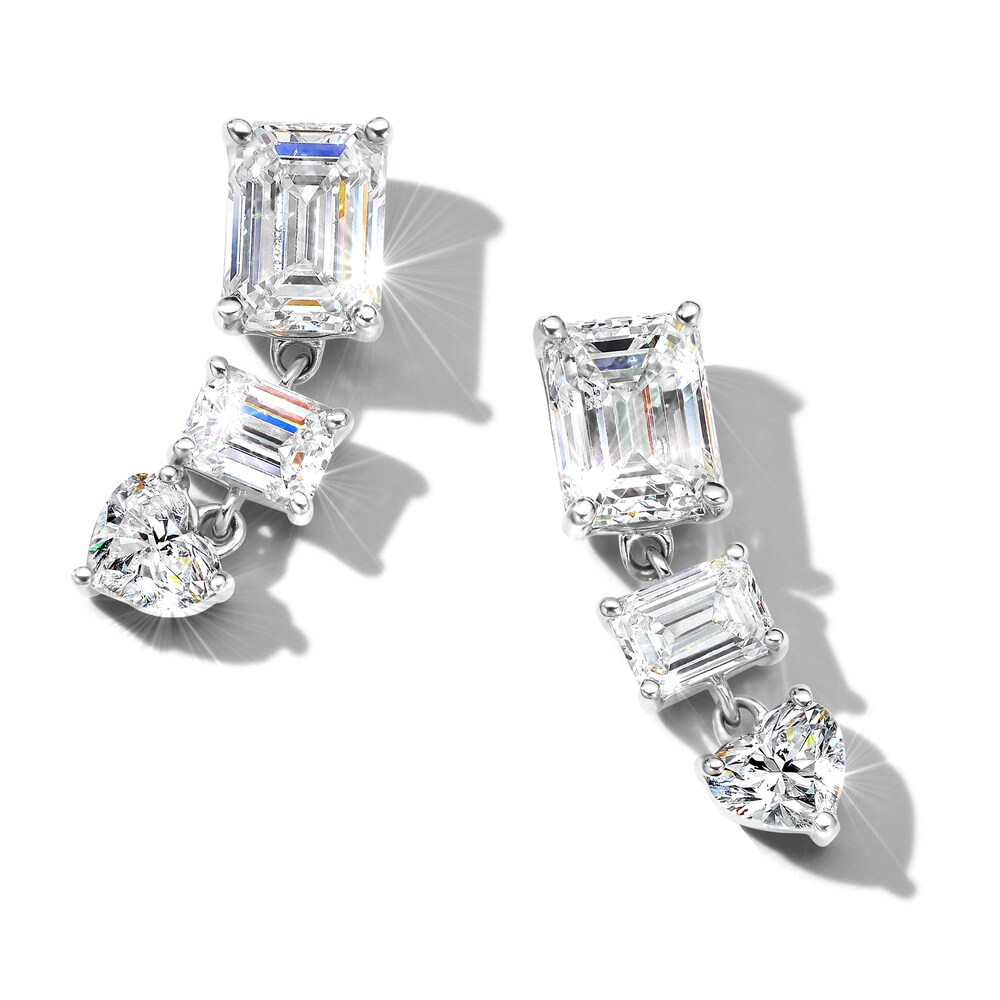 Jared Atelier Diamond Drop Earrings 3-1/4 ct tw Emerald/Heart Platinum szAxWBrX [szAxWBrX]