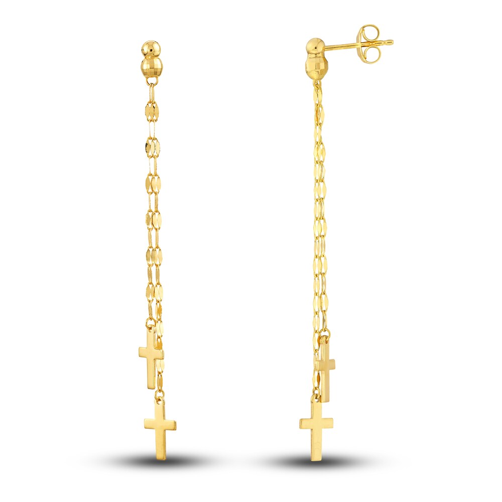 Cross Dangle Earrings 14K Yellow Gold t42bwak8
