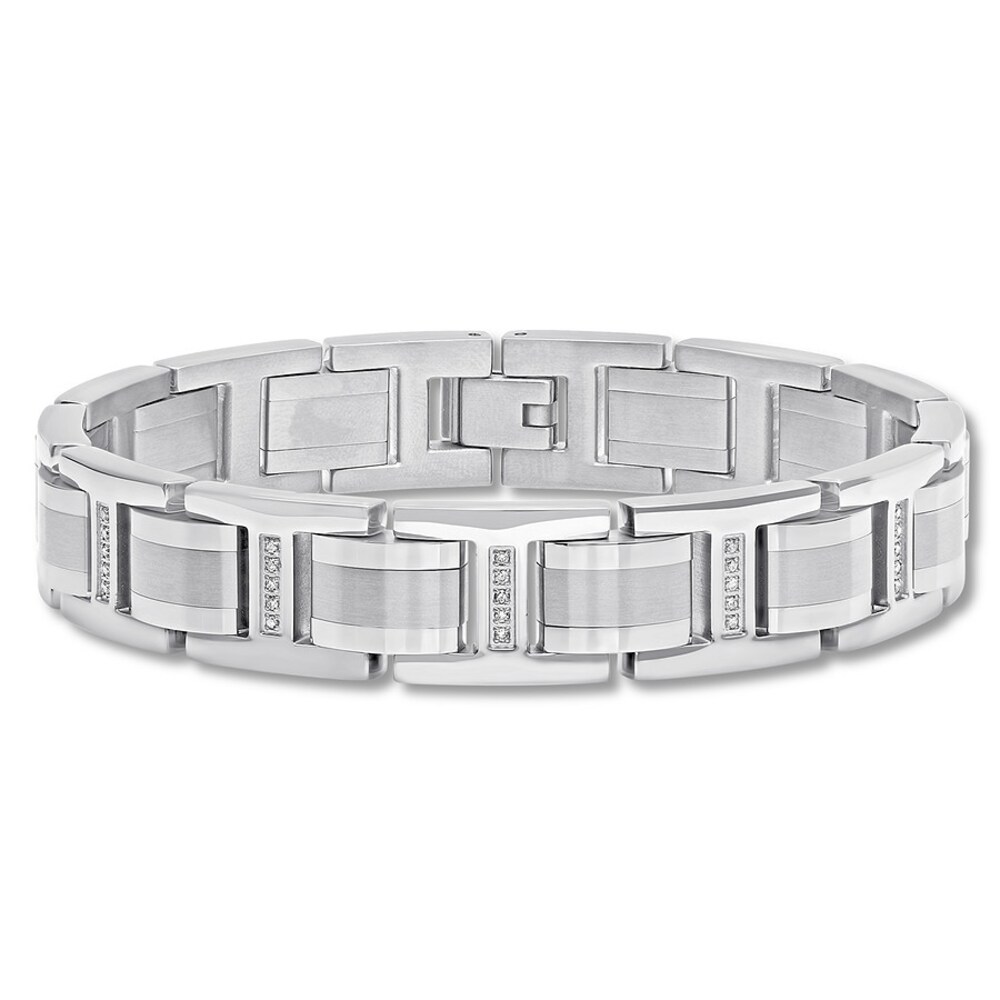 Men's Link Bracelet 1/4 ct tw Diamonds Stainless Steel t7cJh7FG