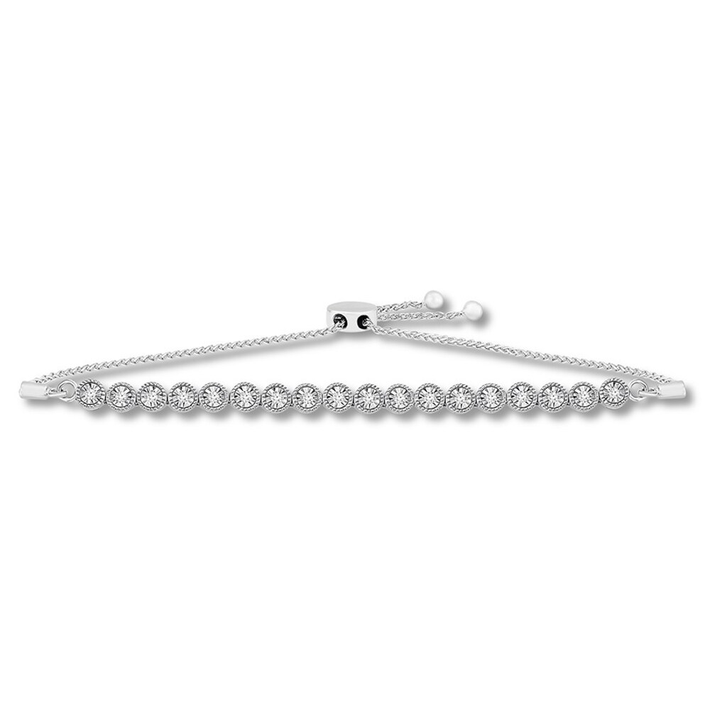 Diamond Bolo Bracelet 1/6 ct tw Round-cut Sterling Silver t8iGqamN