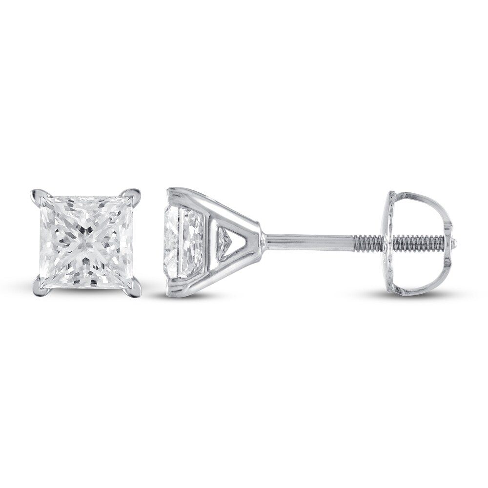 Diamond Solitaire Earrings 1-1/2 ct tw Princess 18K White Gold (SI2/I) tEPiiPUb