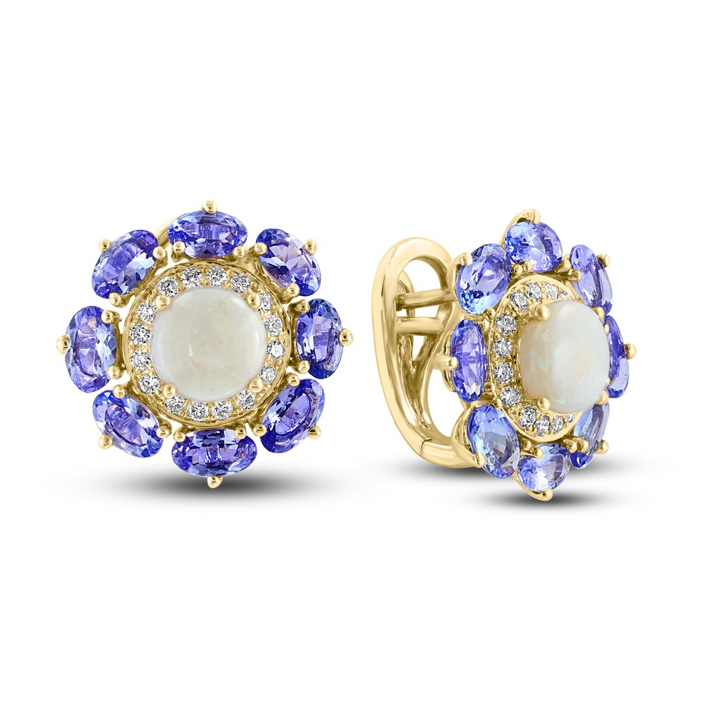 LALI Jewels Natural Opal & Natural Tanzanite Earrings 1/3 ct tw Diamonds 14K Yellow Gold tIdc2lru