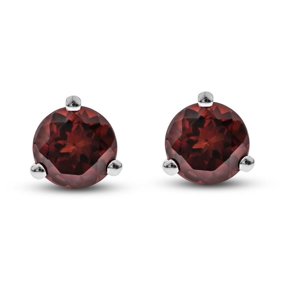 Natural Garnet Martini Stud Earrings 14K White Gold tOJSbbwG