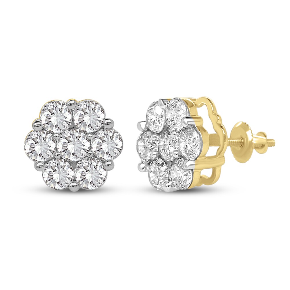 Diamond Stud Earrings 2 ct tw Round 14K Yellow Gold tPIJP1lD