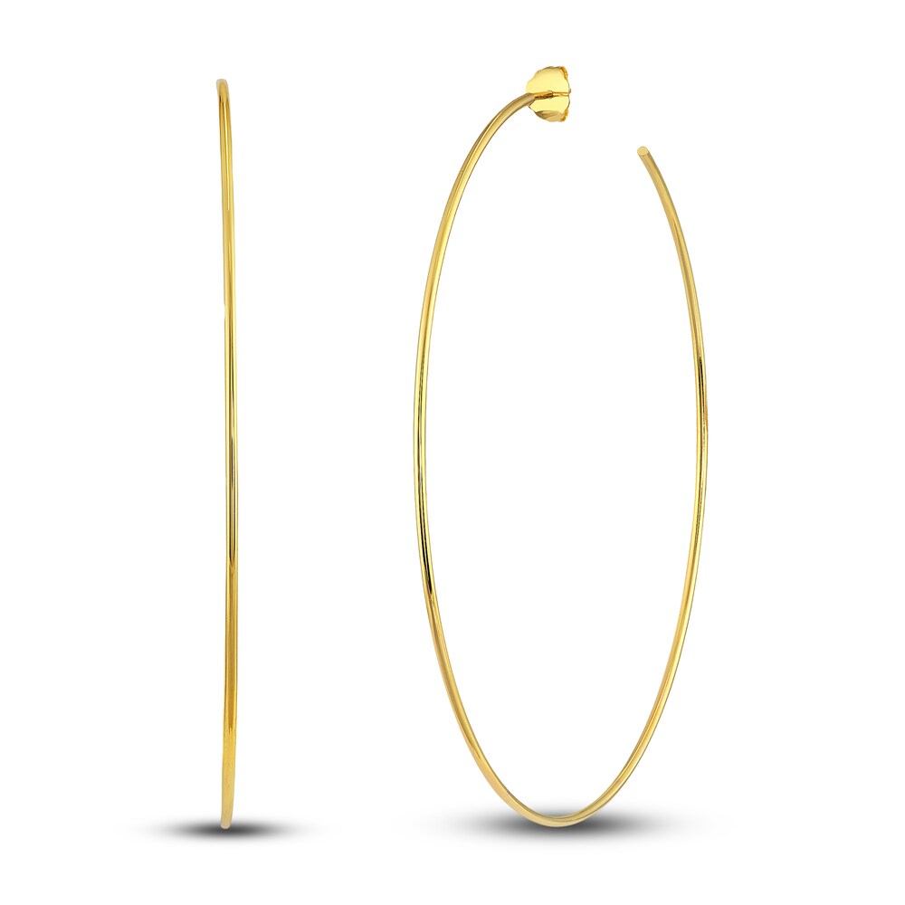 Round Wire Hoop Earrings 14K Yellow Gold 75mm tQPkDX12