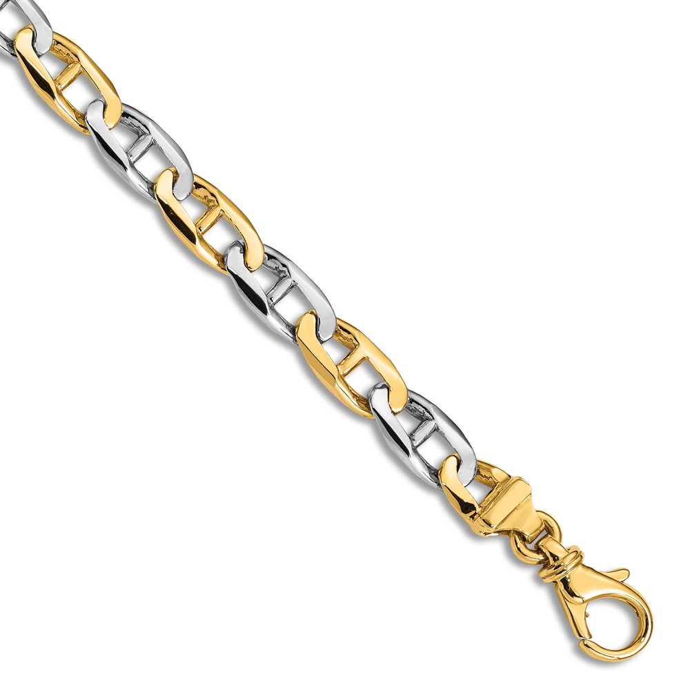 High-Polish Anchor Link Chain Bracelet 14K Two-Tone Gold 8.25" tRusP3nx