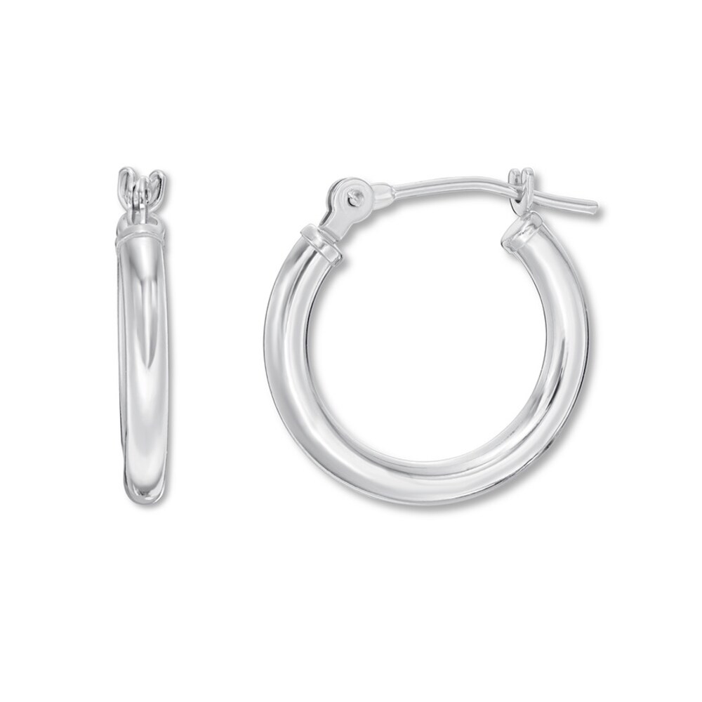 Hoop Earrings 14K White Gold 15mm tTPFMuXm