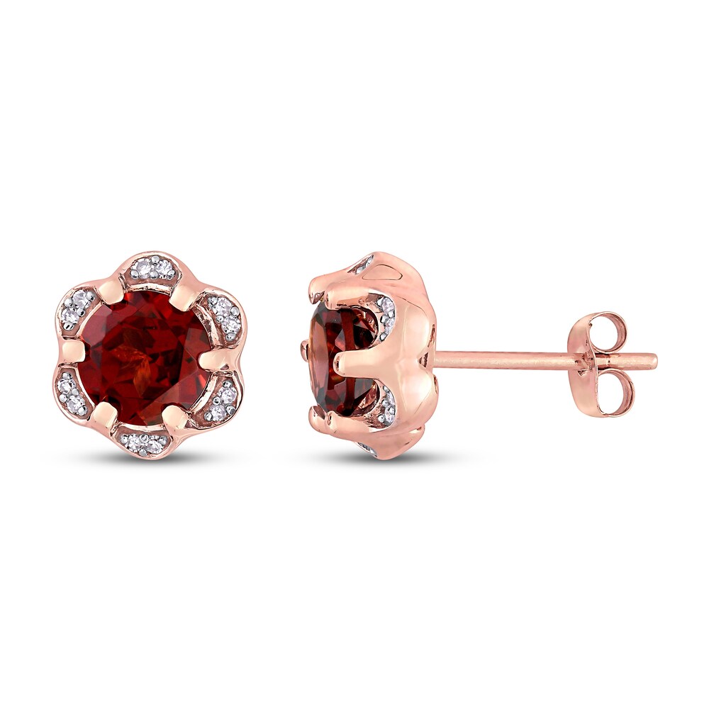 Natural Garnet Earrings 1/15 ct tw Diamonds 14K Rose Gold tUt0vUv6